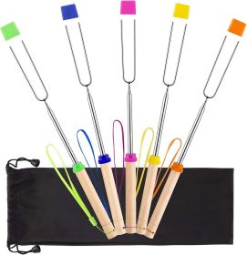 Marshmallow Roasting Sticks 5pcs Hanging Telescoping Smores Skewers 32 Inch BBQ Forks Campfire Tools Hot Dog Sticks