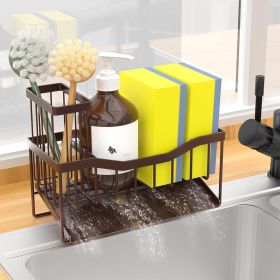 Sink Caddy Sponge Holder for Kitchen with Brush Holder and Stainless Steel Self Drain Tray, Rustproof Kitchen Sink Organizer for Sponge