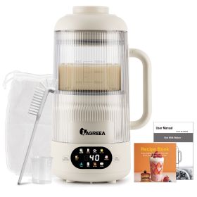 35oz Noise Reducing Nut Milk Maker Machine, 10 in 1 Automatic Soy Milk Maker with 8 Blades, Homemade Oat, Juice, Yogurt, Milk Shake, Visual, 12H