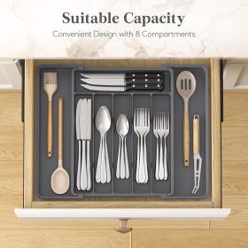 Silverware Drawer Organizer, Expandable Utensil Tray for Kitchen, BPA Free Flatware and Cutlery Holder (Material: Plastic)